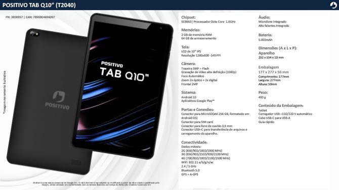 أعلنت شركة Positivo عن Positivo Tab Q10 اللوحي بشاشة 10 بوصة مقابل 1399 ريالاً برازيليًا 2