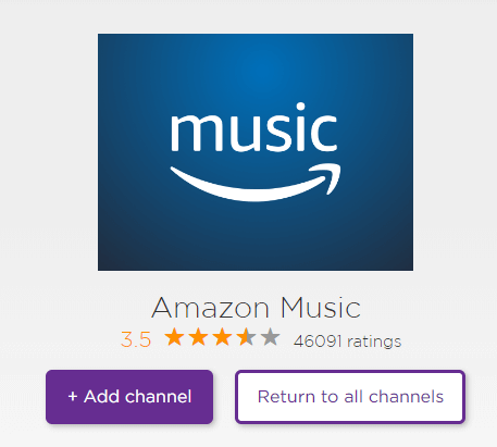 انقر فوق إضافة قناة للحصول عليها Amazon موسيقى على Roku 