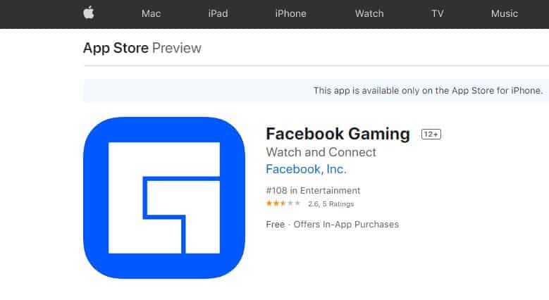 Facebook تم تشغيل تطبيق Gaming iOS بدون ميزات الألعاب المصغرة لتلبية سياسات متجر التطبيقات 1