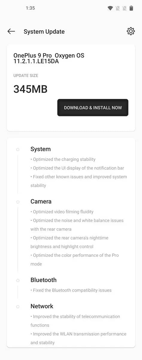 تحديث OnePlus 9