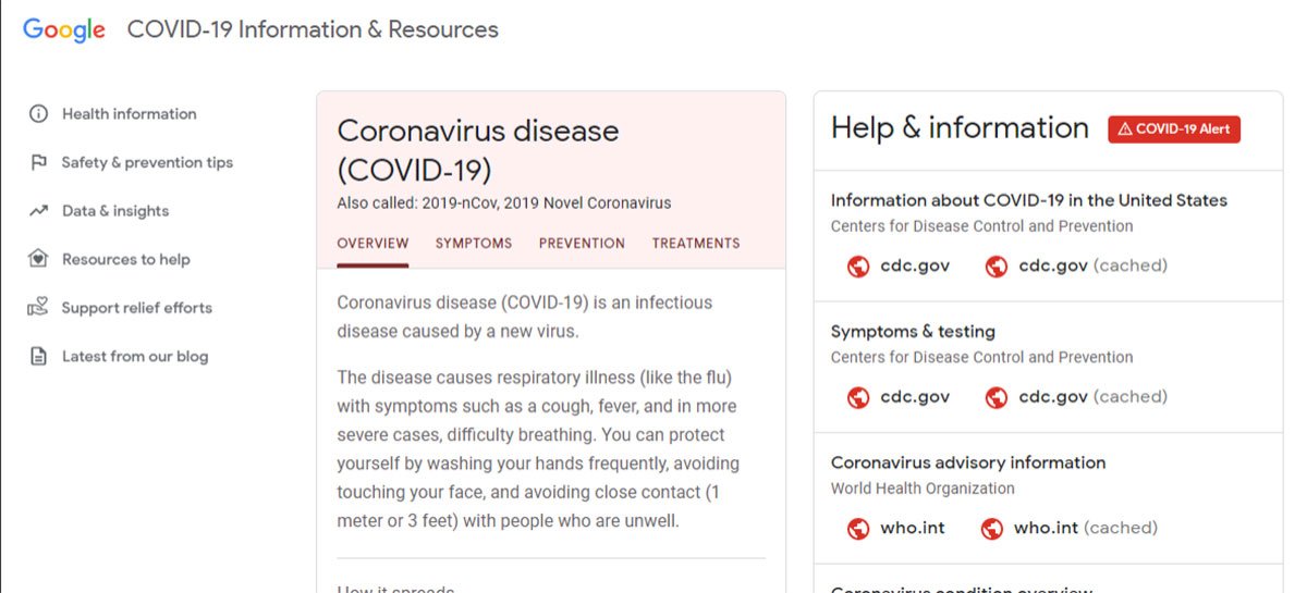 Google finalmente lança seu site sobre novo coronavírus, mas só em inglês