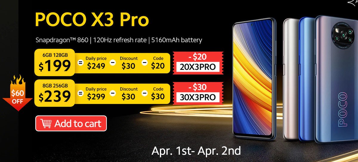 PROMOÇÃO: POCO X3 Pro com 6GB+128GB à venda por US$199 (R$1.150)