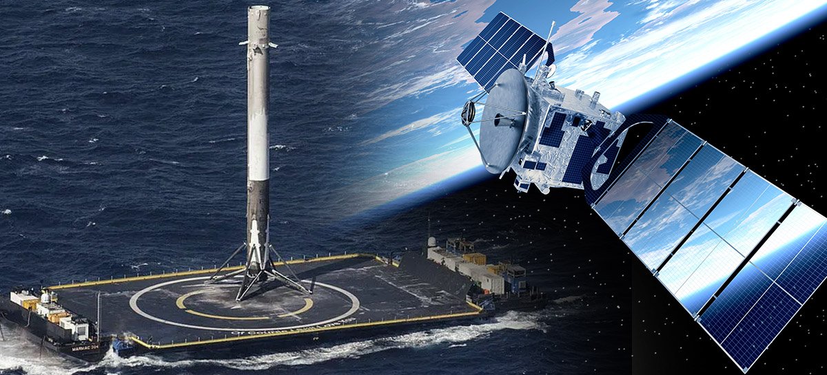 Booster do foguete usado no quinto lançamento de satélites Starlink ficou no oceano
