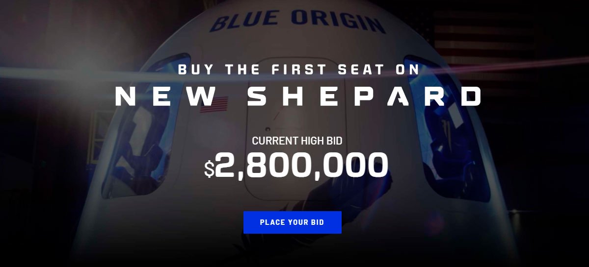 بلغ أول مزاد لهجة لشركة Blue Origin 2.8 مليون دولار أمريكي 1