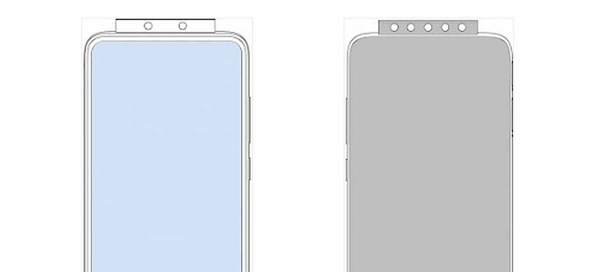 Nova patente de celular da Xiaomi mostra celular com câmera pop-up de até 7 sensores