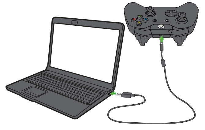 قم بتوصيل جهاز تحكم Xbox One بجهاز الكمبيوتر باستخدام كابل USB