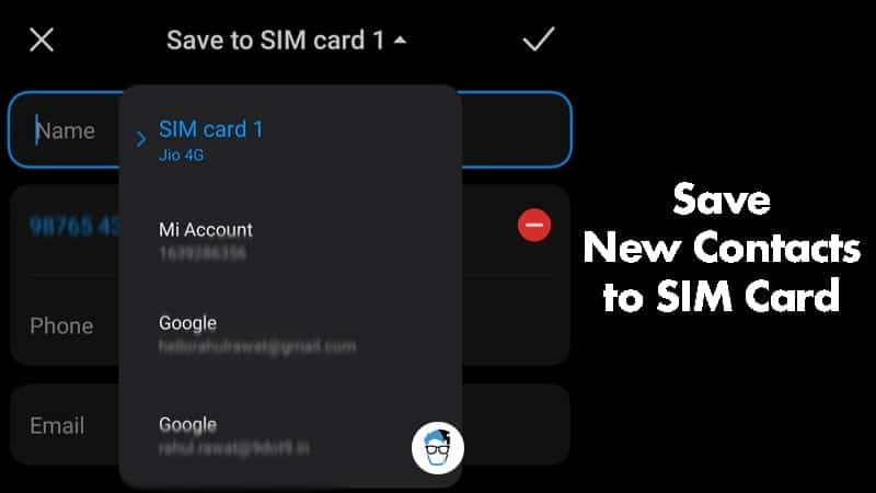 Save New Contacts in SIM card