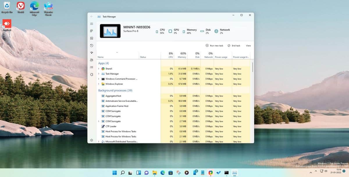Windows  11 لديه واجهة إدارة مهام جديدة
