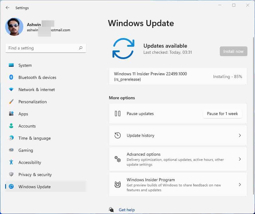 Windows 11 Insider Preview Build 22499