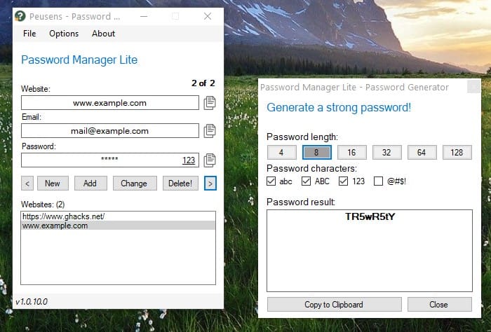 ؛ Peusens Password Manager Lite - إنشاء كلمة مرور آمنة