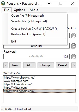 ؛ Peusens Password Manager Lite - النسخ الاحتياطي واستعادة قاعدة البيانات