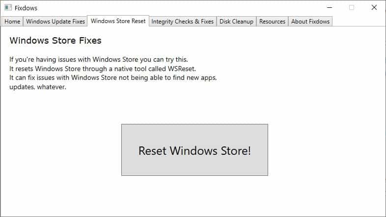 Fixdows إعادة Windows متجر