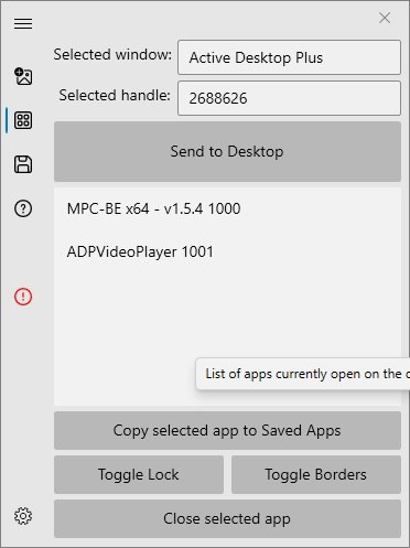 Active Desktop Plus - شاشة التطبيقات الحالية