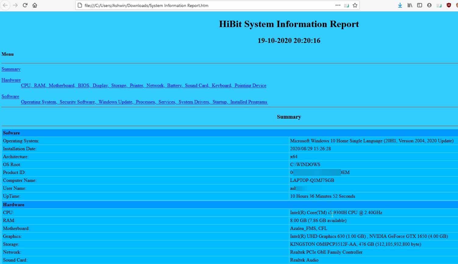 معلومات نظام HiBit - تصدير إلى html 2