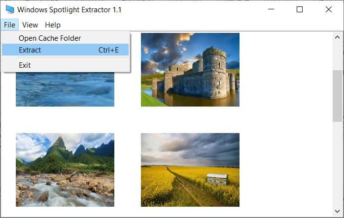 Windows استخراج مجلد Spotlight