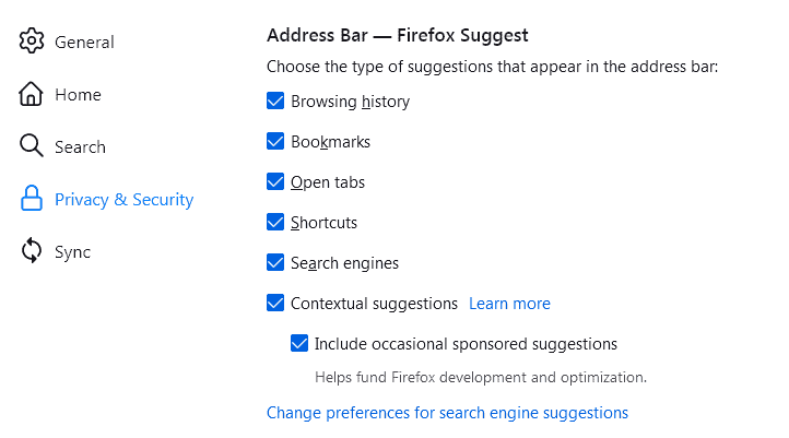 يقترح Firefox تفضيلات محدثة