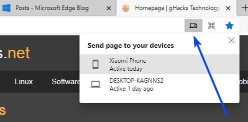 يتيح لك Microsoft Edge الآن إرسال علامات تبويب إلى أجهزتك الأخرى
