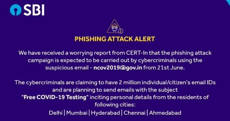 SBI warns 2 million users may be at risk of phishing attacks in Delhi, Mumbai and other major cities
