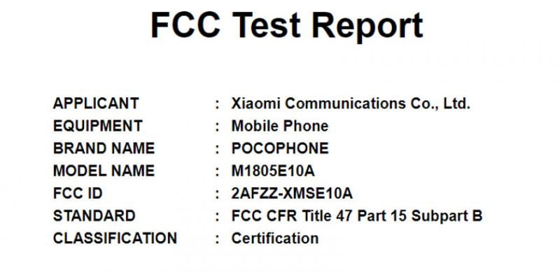 الرائد POCOPHONE من Xiaomi يحصل على شهادة FCC 1