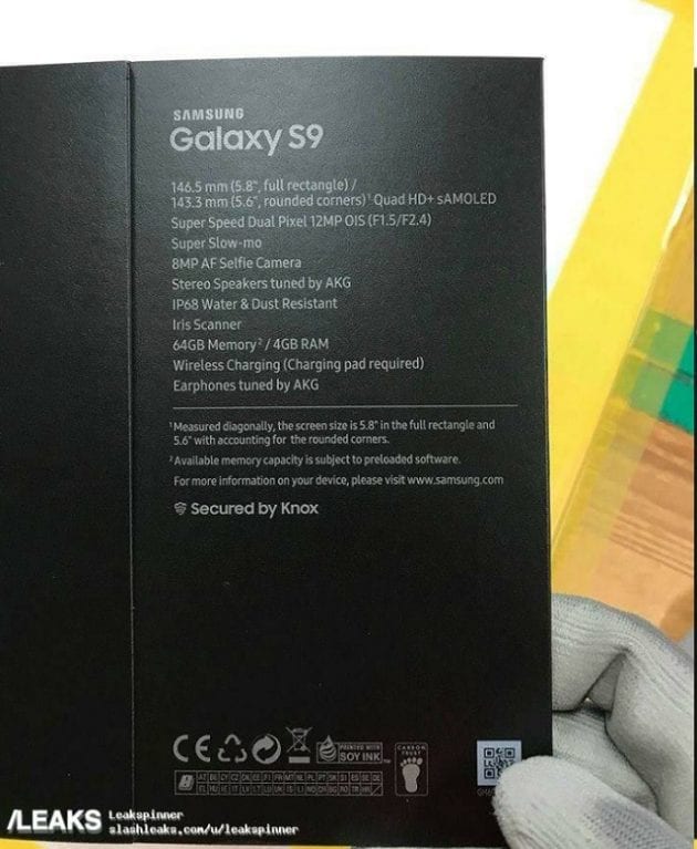 Galaxy S9 Retail Box مُسَرَّب ، يكشف عن تقنية الكاميرا "فائقة السرعة" وصوت مضبوط من AKG 2