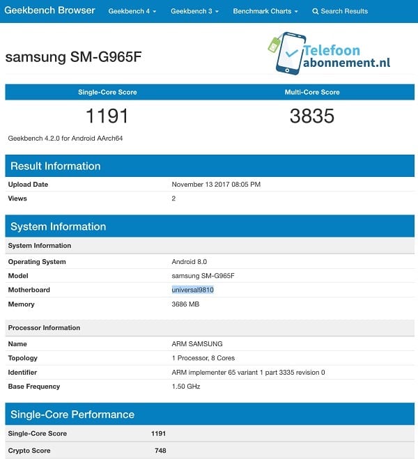 سامسونج Galaxy S9 + مع 4 غيغابايت من ذاكرة الوصول العشوائي تسربت! 1