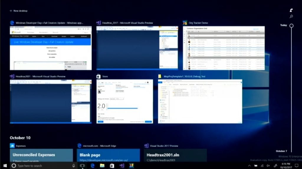 Windows 10 ميزة الجدول الزمني الجديد قادم إلى Windows المطلعون 2
