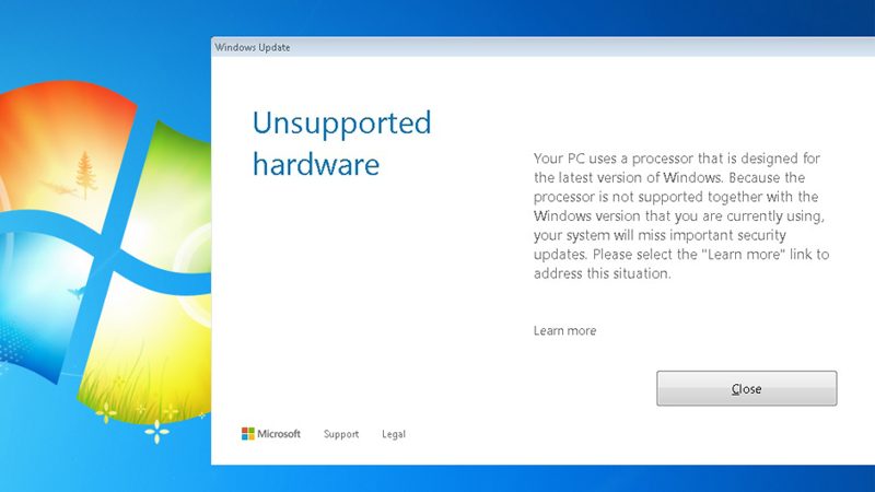 تحديثات Microsoft Blocking لـ Windows 7 & 8.1 على وحدات المعالجة المركزية الجديدة