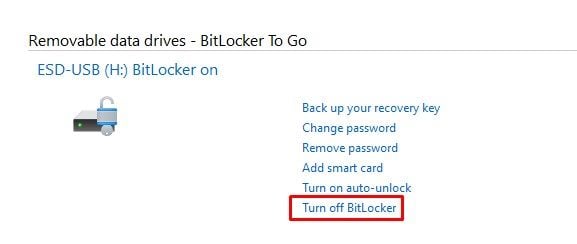 قم بإيقاف تشغيل BitLocker