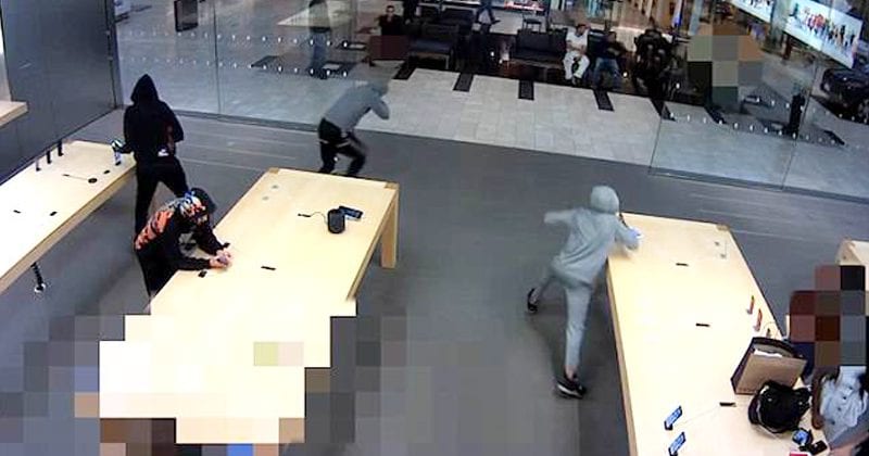VIDEO: 5 Thieves Snatches $19,000 Of iPhones From Apple Store