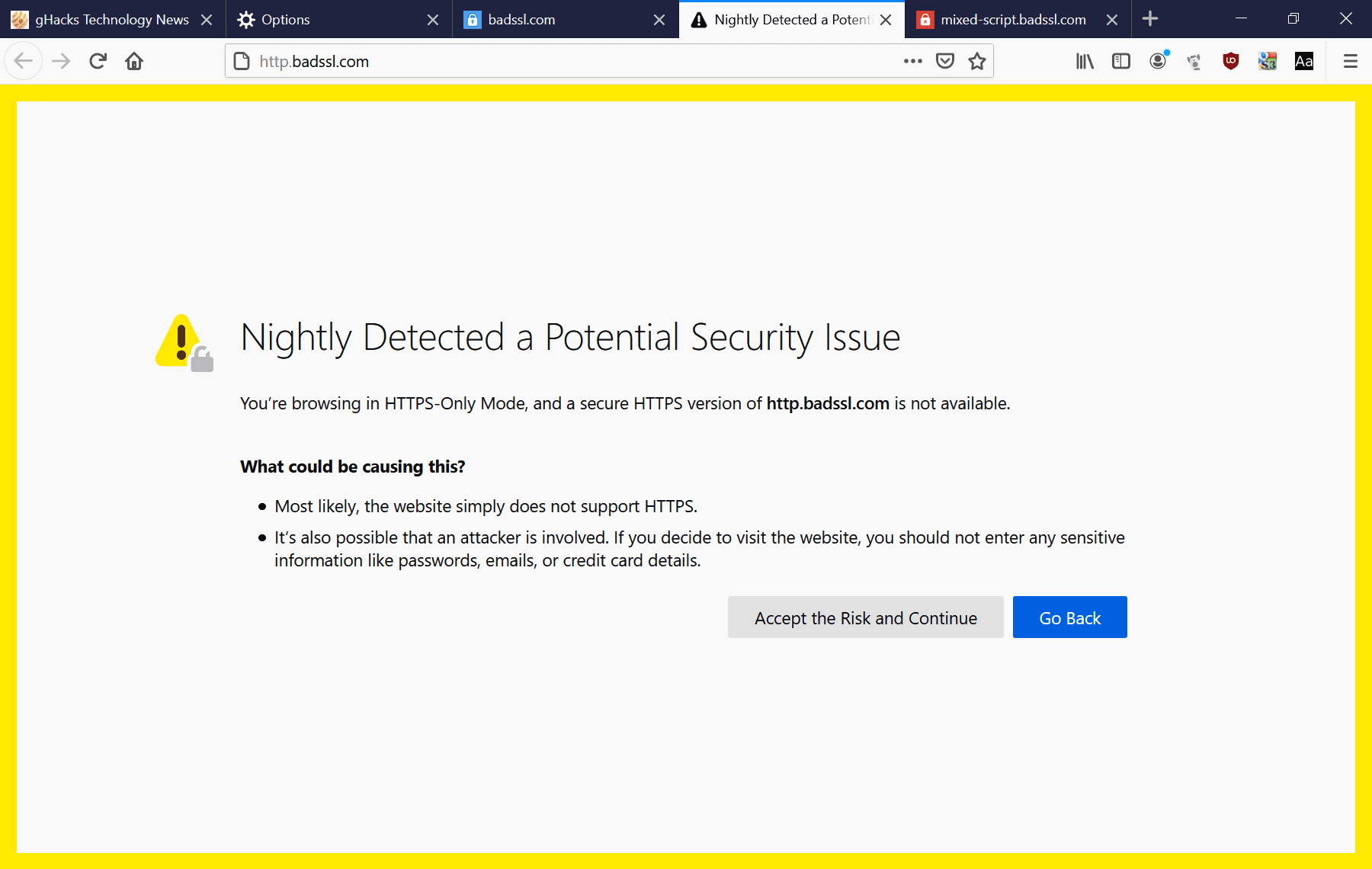 Firefox 80: HTTPS-only Mode in Settings