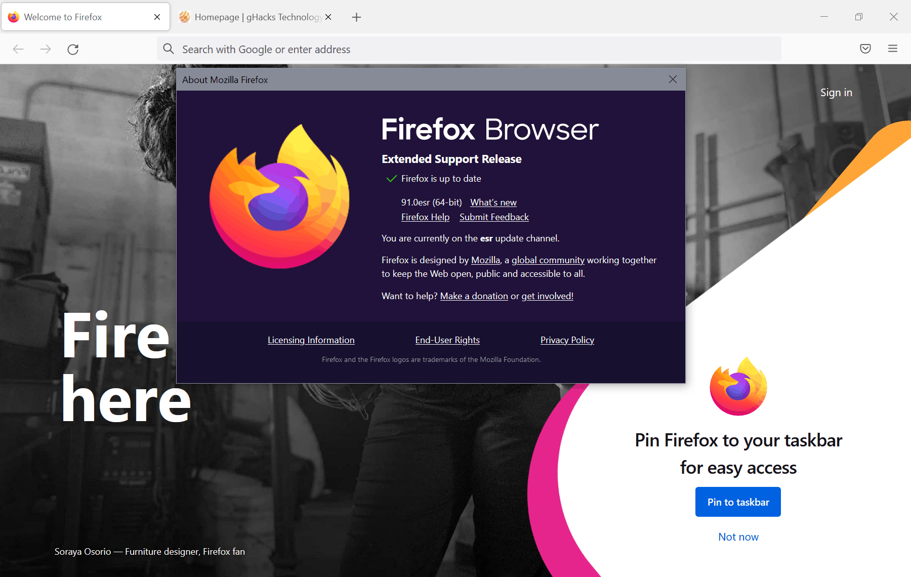 Firefox ESR 91: new ESR version will be released tomorrow