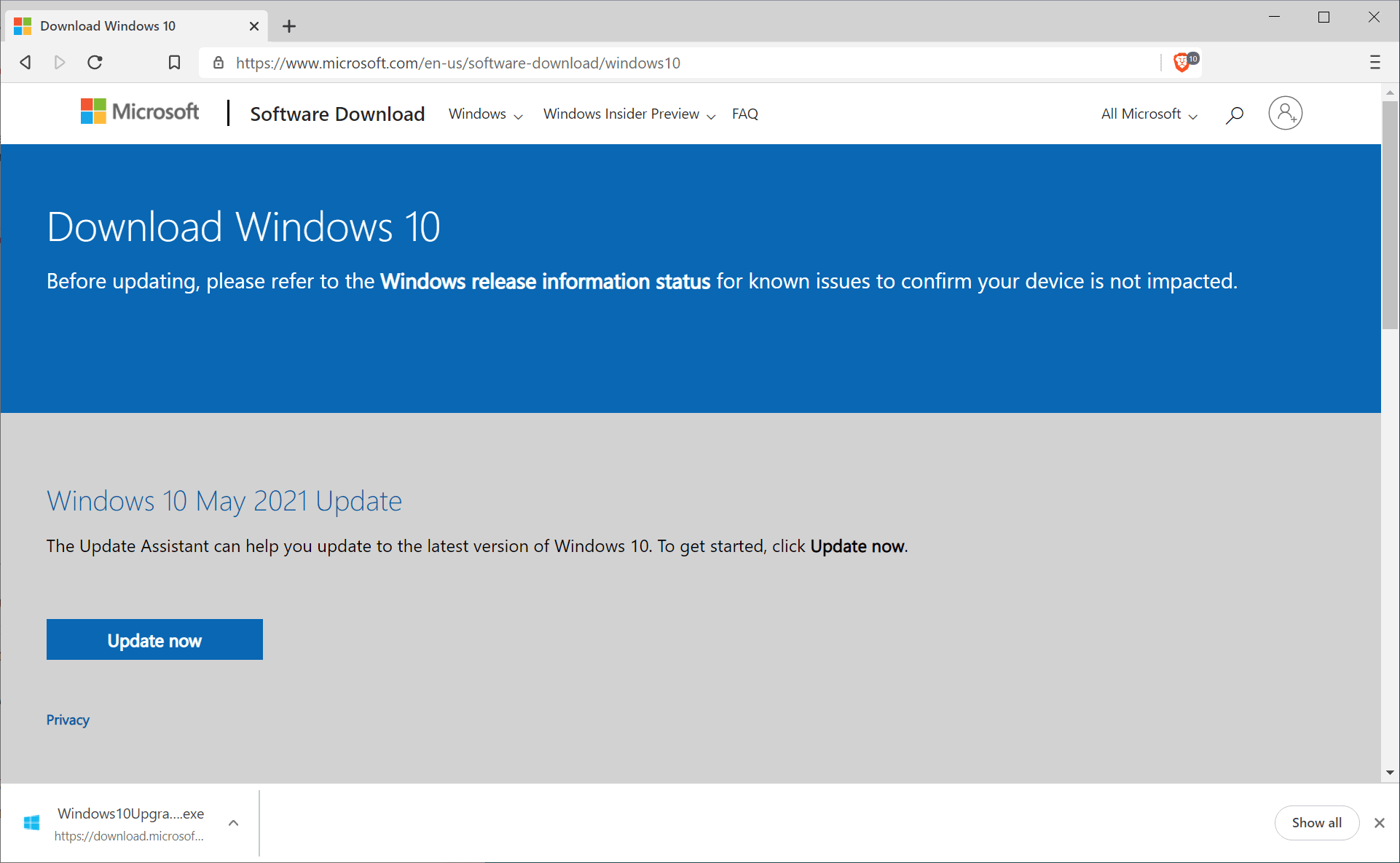 كيفية تحميل Windows 10 إصدار 21H1