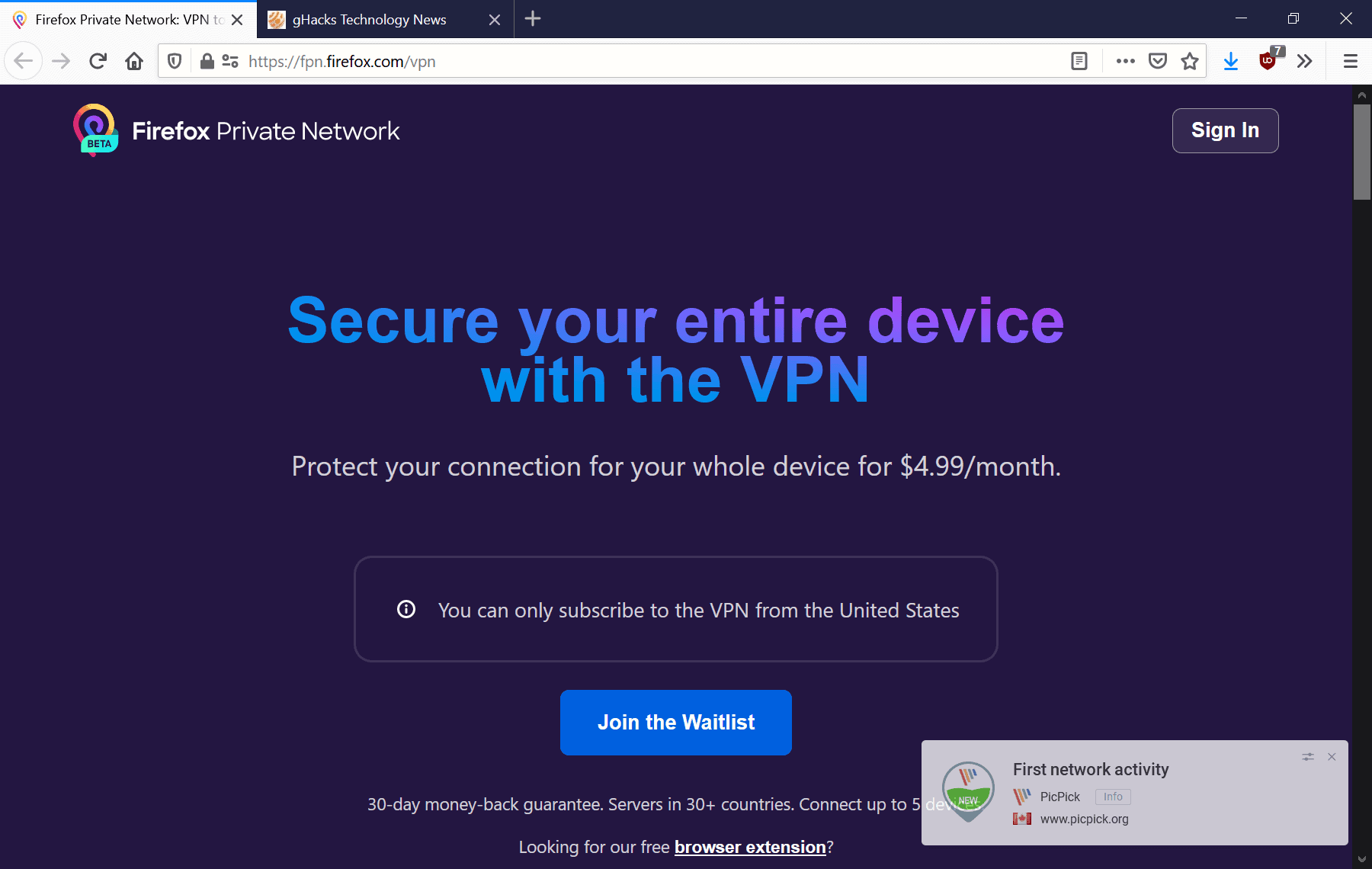 Mozilla VPN launches in some countries officially