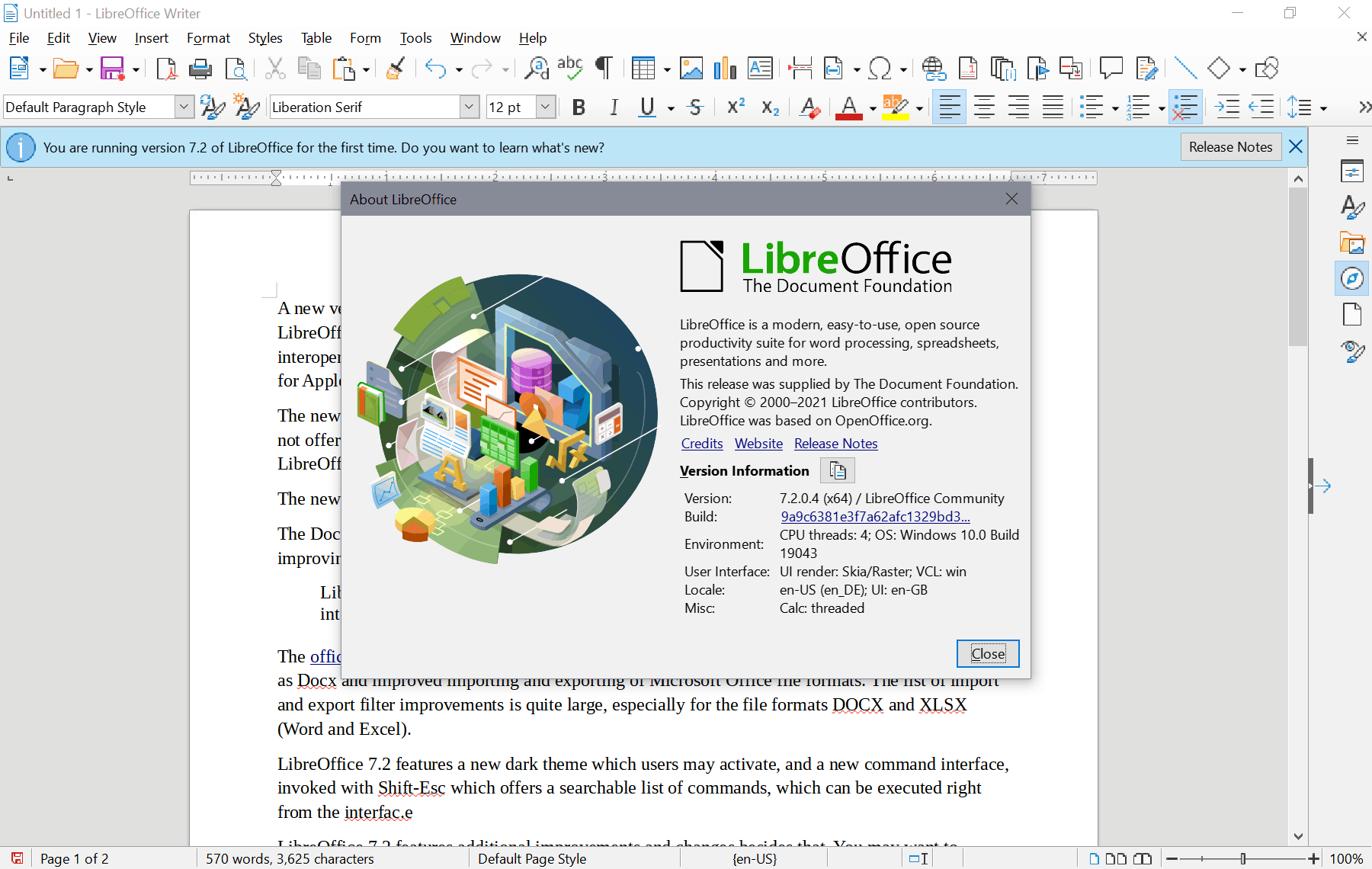 Open Source Office Suite LibreOffice 7.2 is out