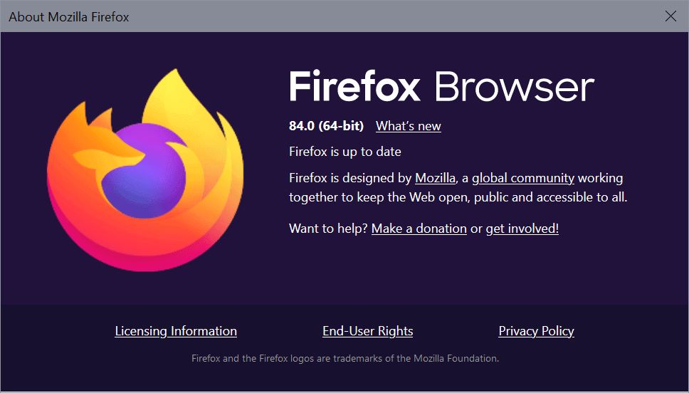 Here is what is new and changed in Firefox 84.0