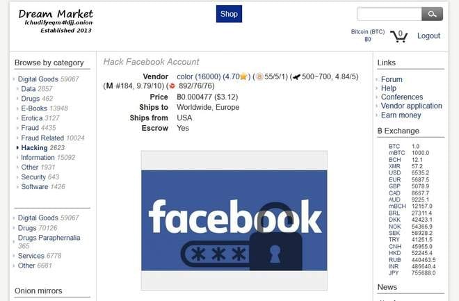 اخترق Facebook تتوفر عمليات تسجيل الدخول على Dark Web مقابل 3.90 دولار فقط 2
