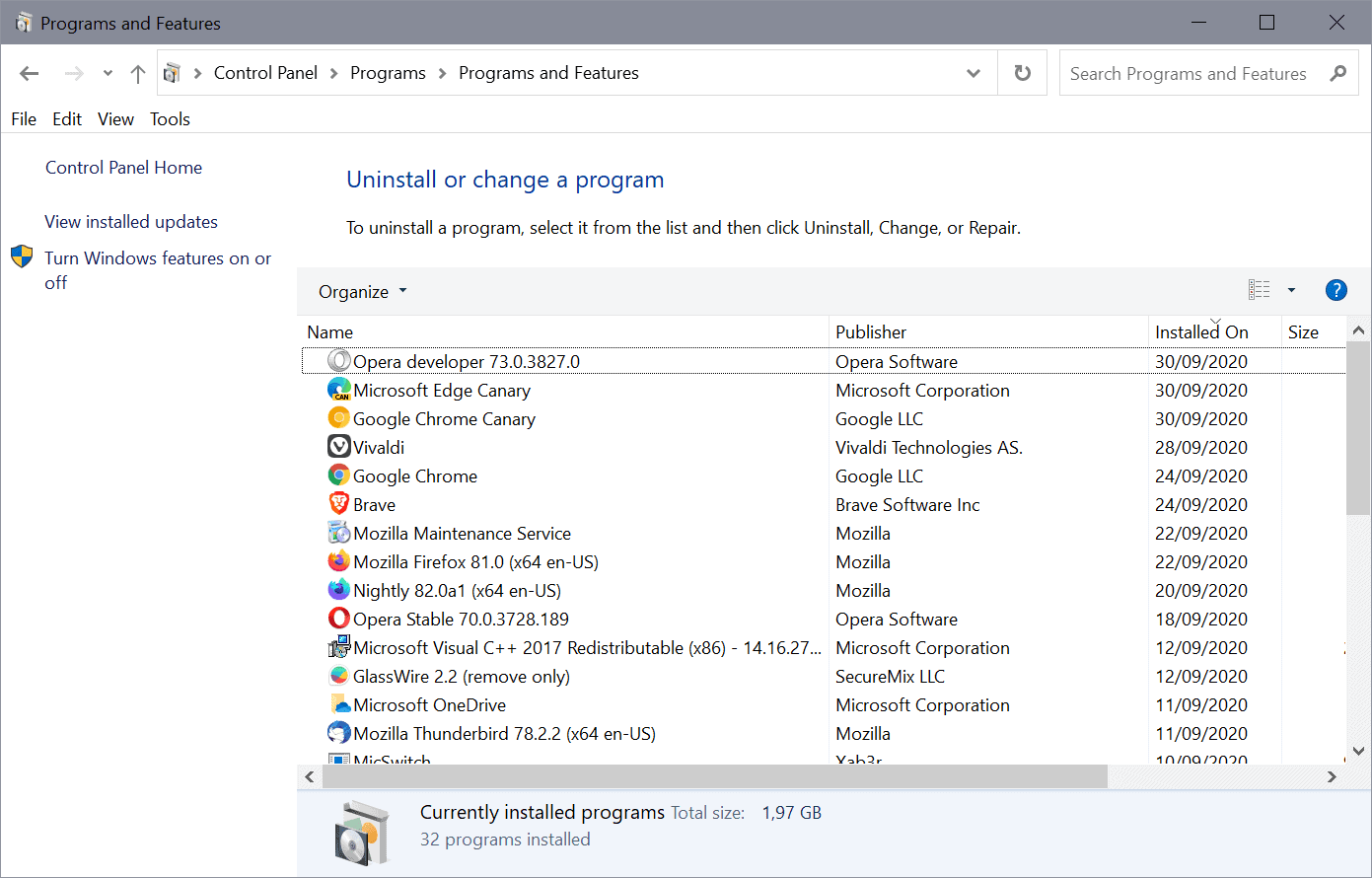 Apps & Features (Settings) is no replacement for Programs & Features (Control Panel) in Windows 10