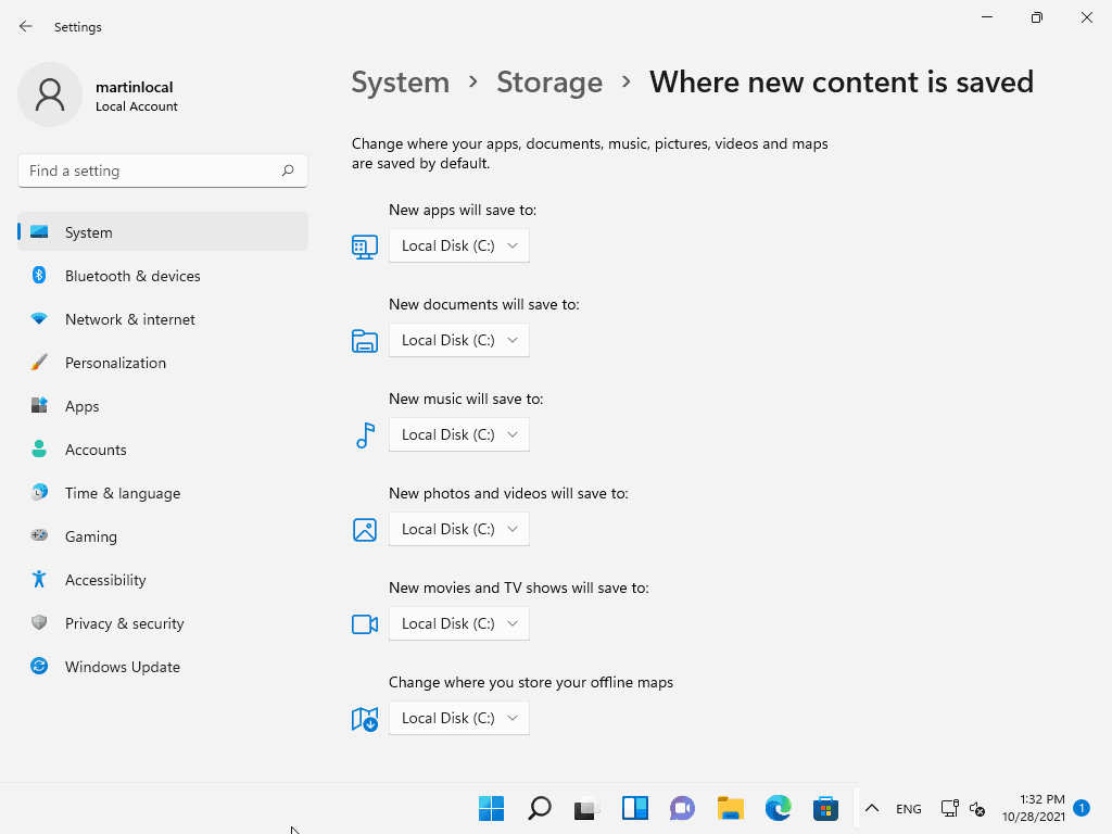 where new content is saved windows 11