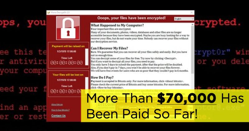 WanaCry Ransomware: More Than $70,000 Has Been Paid So Far!
