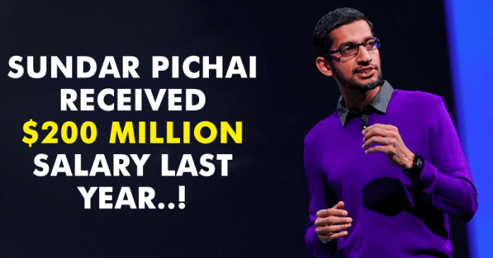 حصل الرئيس التنفيذي لشركة Google ، سوندار بيتشاي ، على راتب قدره 200 مليون دولار العام الماضي