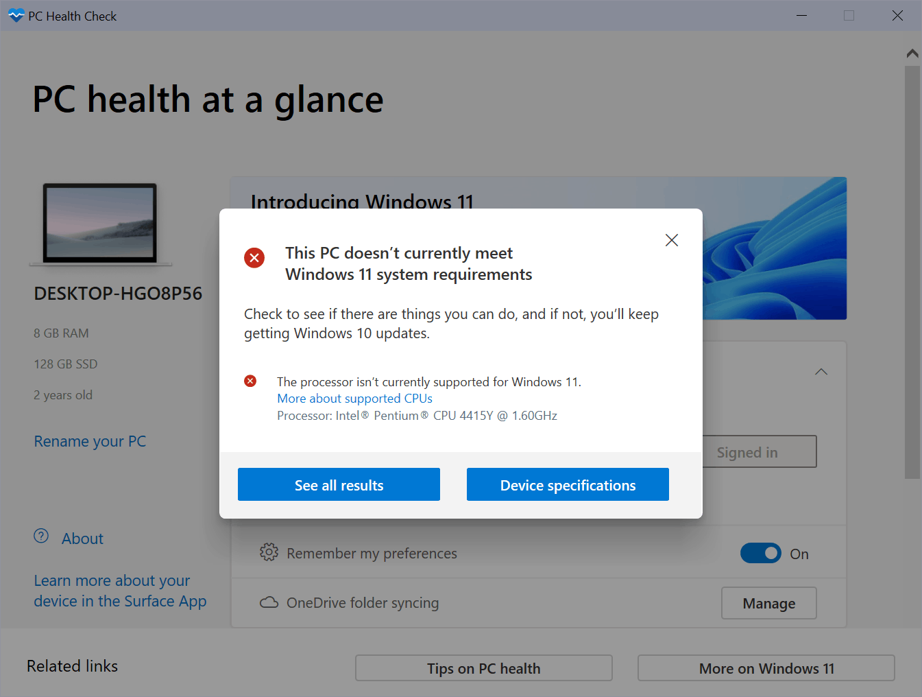pc health check windows 11 requirements