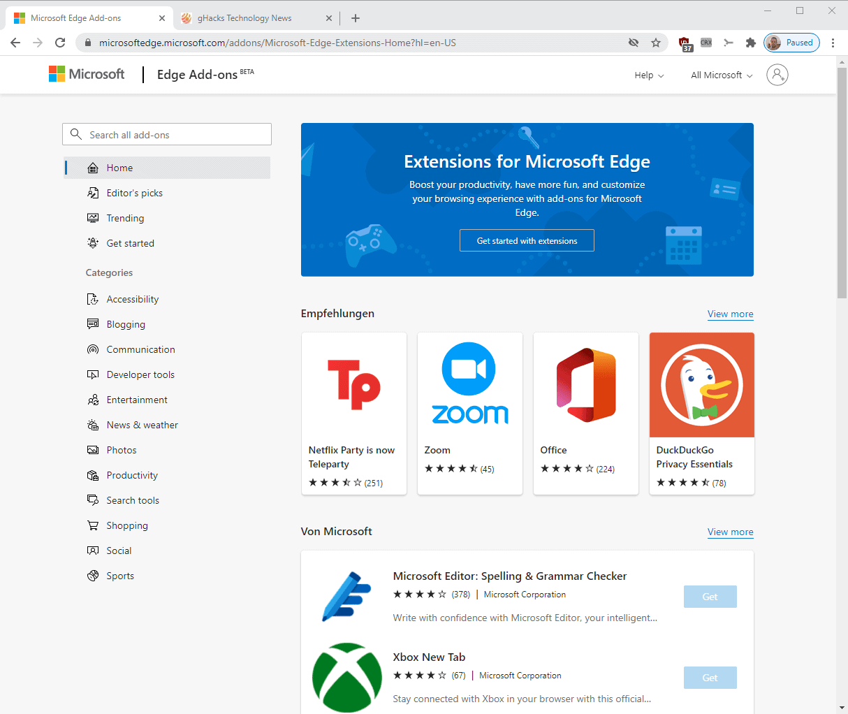 Be careful when you install Microsoft Edge extensions from the Microsoft Store