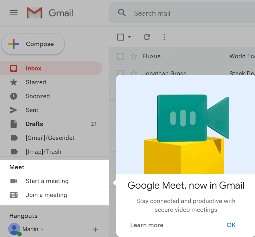How to hide Google Meet on Gmail