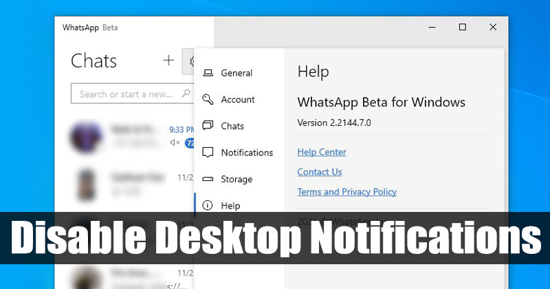 كيفية إيقاف تشغيل إشعارات WhatsApp Beta UWP Desktop