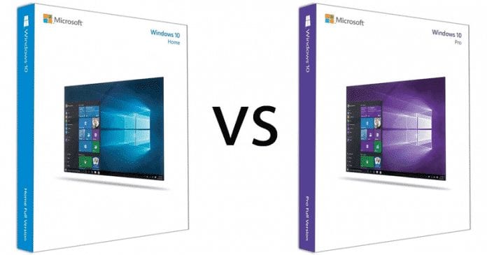 ماهو الفرق بين Windows 10 Pro و Windows 10 الصفحة الرئيسية