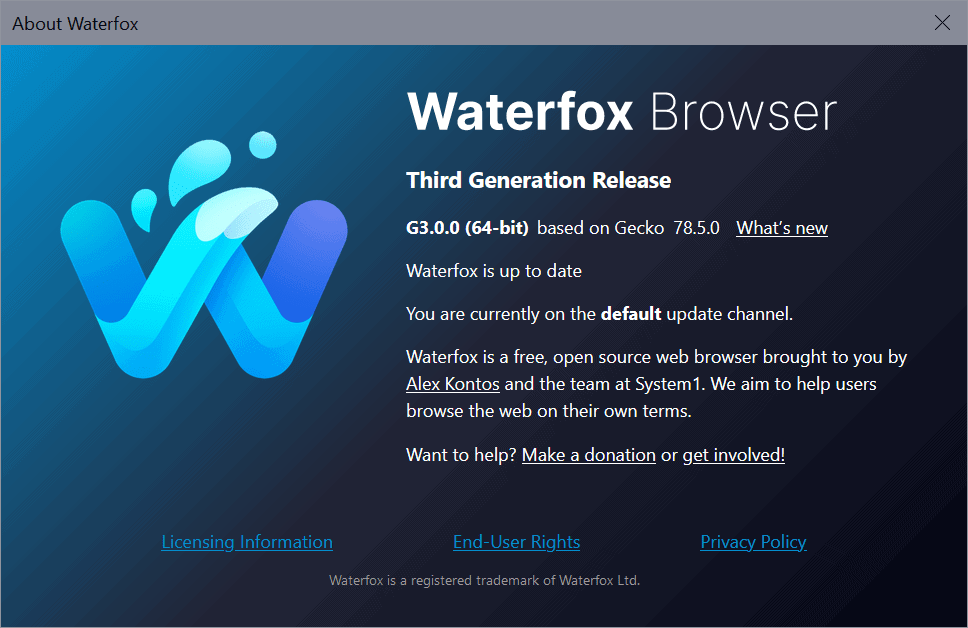 A preview of the upcoming Waterfox Browser third-generation release is now available