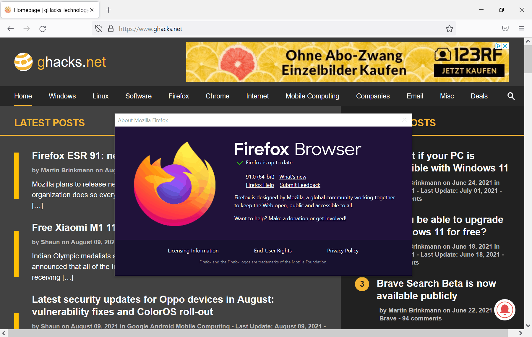 إصدار Firefox 91.0
