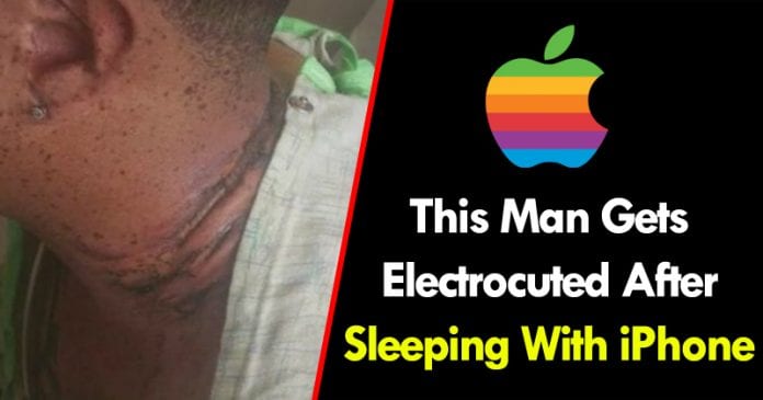 هذا الرجل غير المحظوظ يتعرض للصعق بالكهرباء بعد النوم بهاتف iPhone