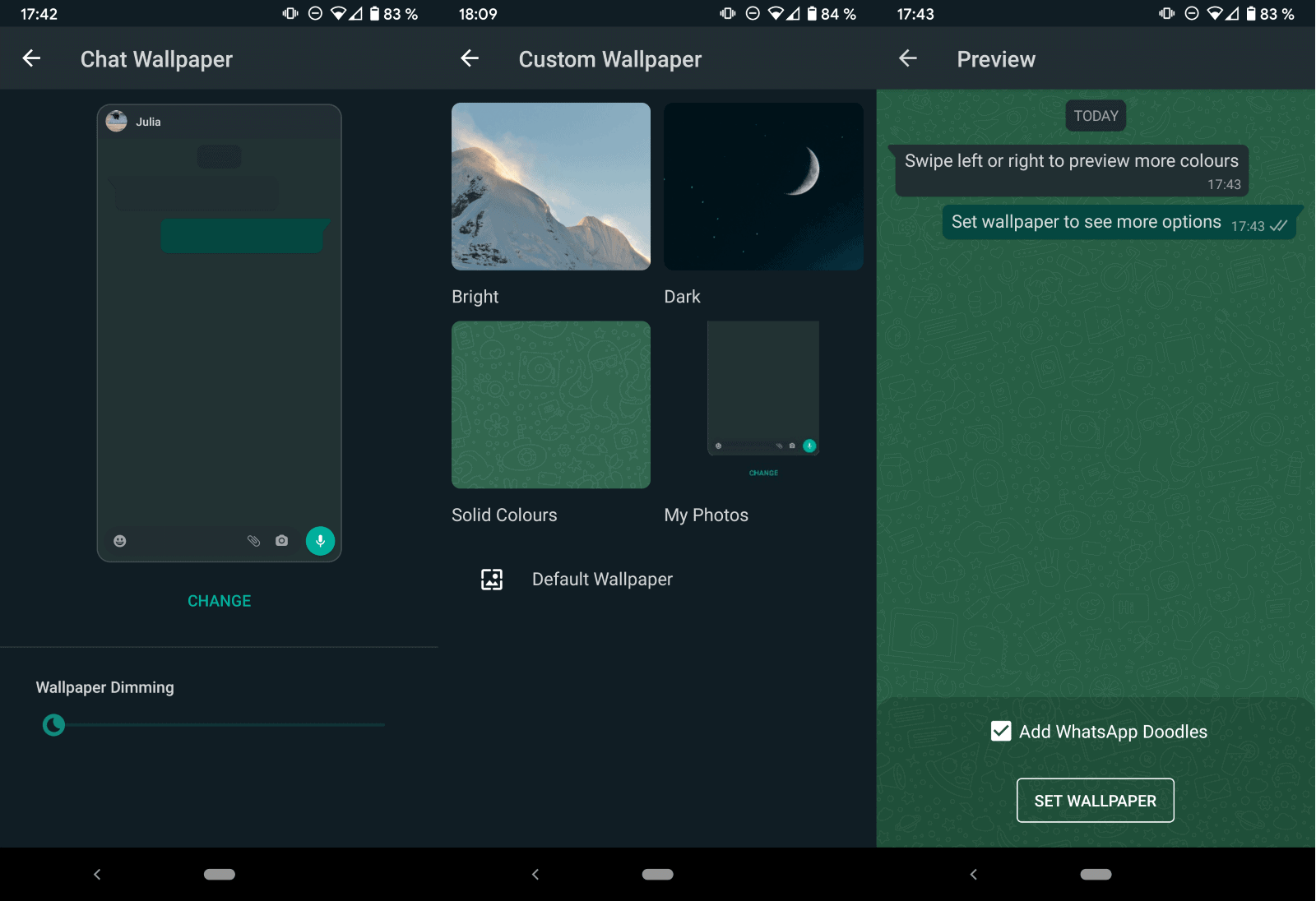WhatsApp adds option to set custom wallpapers for individual chats and themes