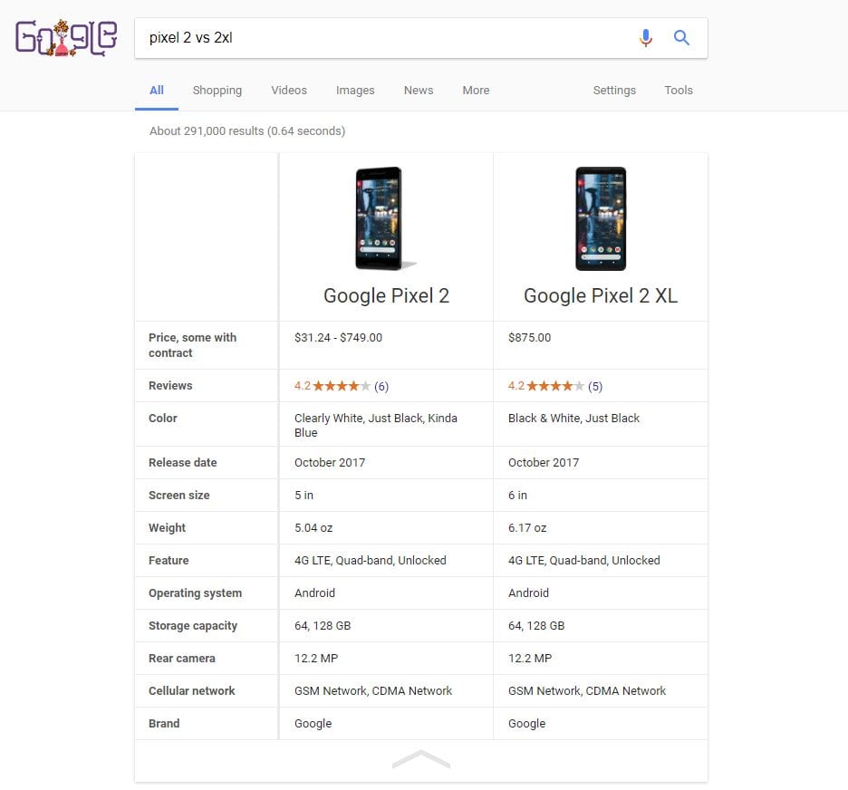 يمكنك الآن مقارنة أي هاتفين ذكيين بأداة البحث الجديدة من Google 1